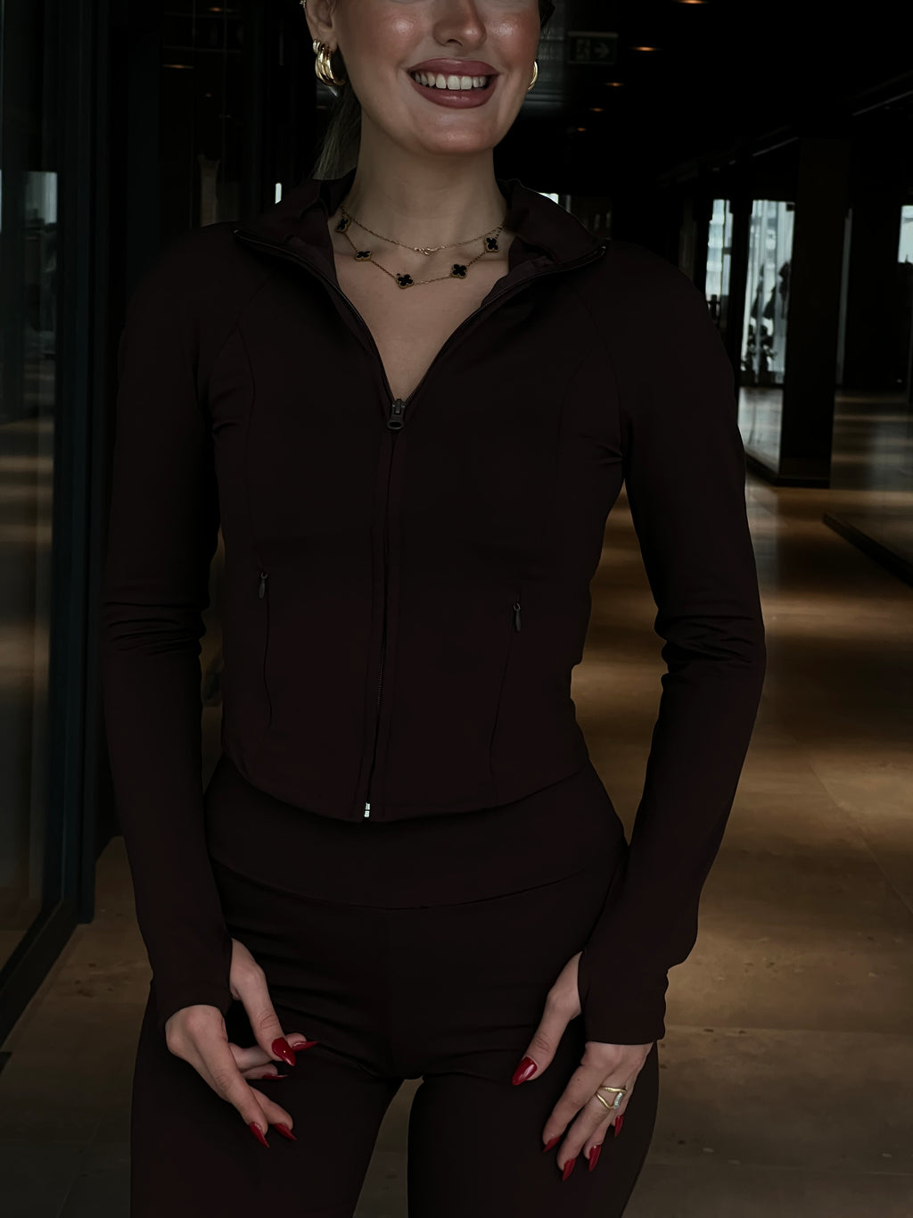 Aec Prive Kadın Bir Beden Küçük Gösteren FitLine Zip Detaylı Takım -43545