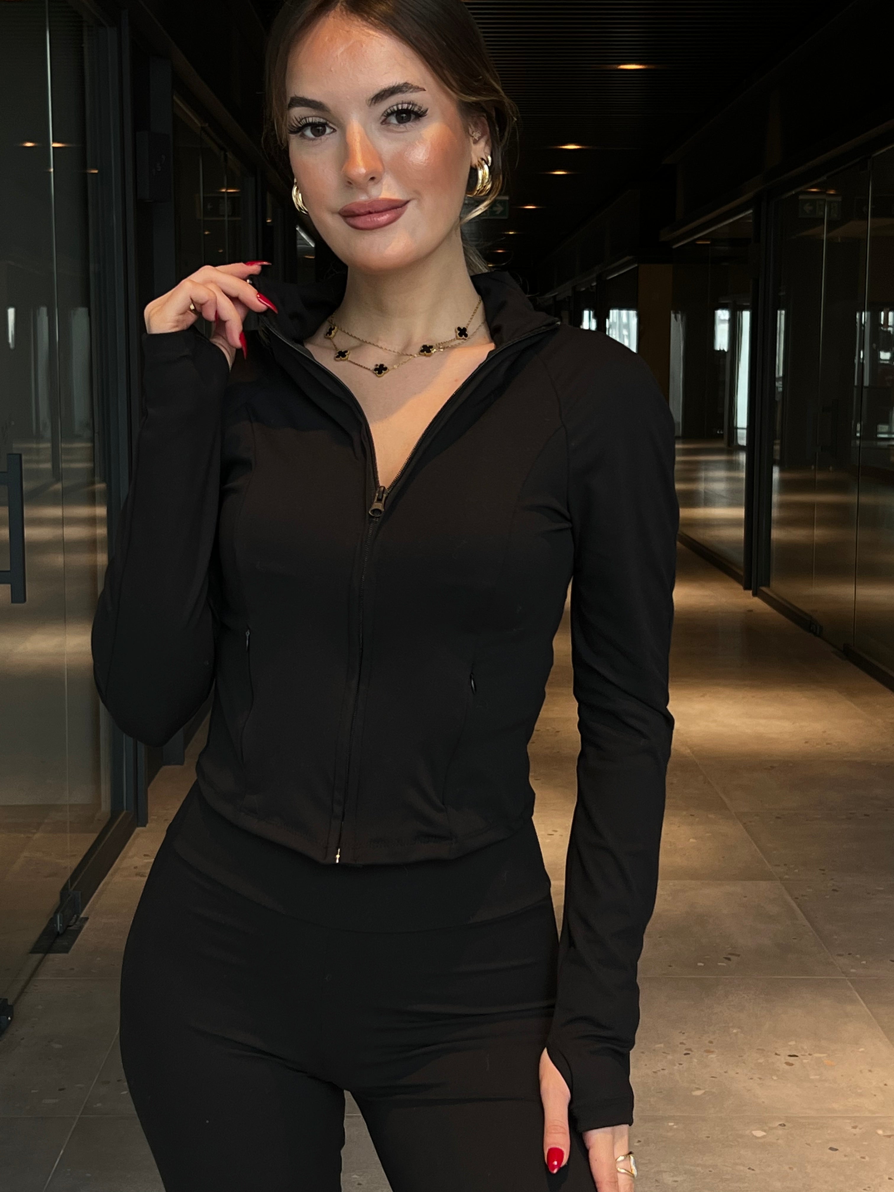 Aec Prive Kadın Bir Beden Küçük Gösteren FitLine Zip Detaylı Takım -43545