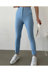 Aec Prive kadın beli lastikli kumaş pantolon, mavi rengi ve modern kesimi ile şık bir görünüm sunuyor