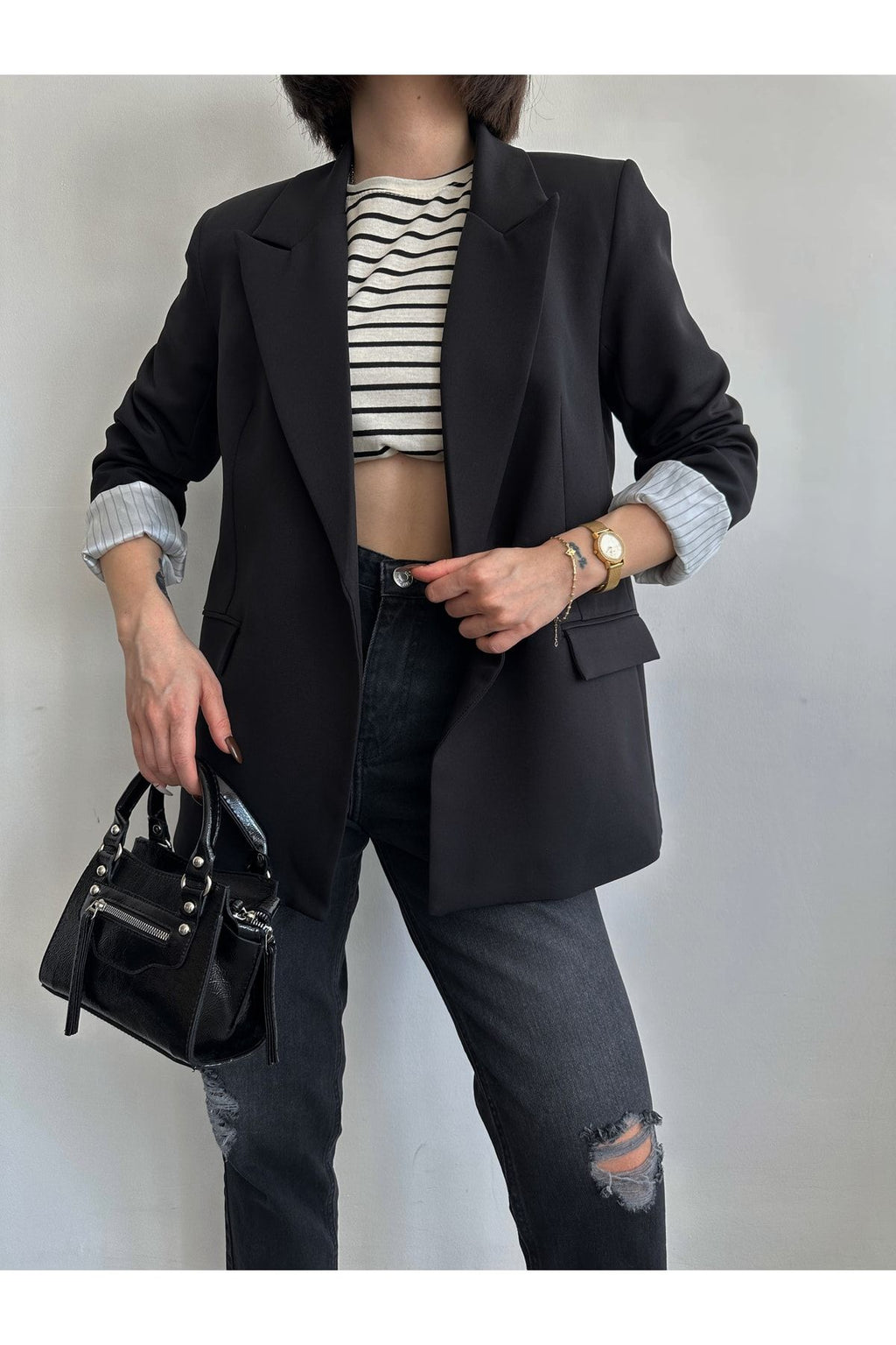 Aec Prive siyah kadın blazer ceket, rahat kesim ile şık görünüm için ideal