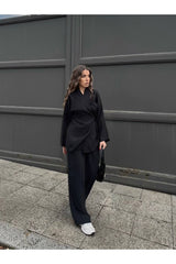 Aec Prive kadın modal kimona gömlek takım, siyah şık tasarımıyla günlük kullanım için ideal