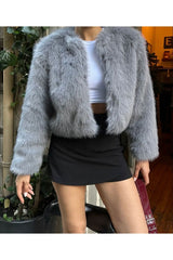 Aec Prive kadın suni kürk mont, gri renk ve şık kesim ile günlük şıklık için ideal
