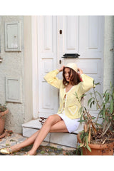 Aec Prive Sarı Pamuklu Kadın Kimono Gömlek, Şık ve Rahat Tasarım ile Yaz Modasına Uygun