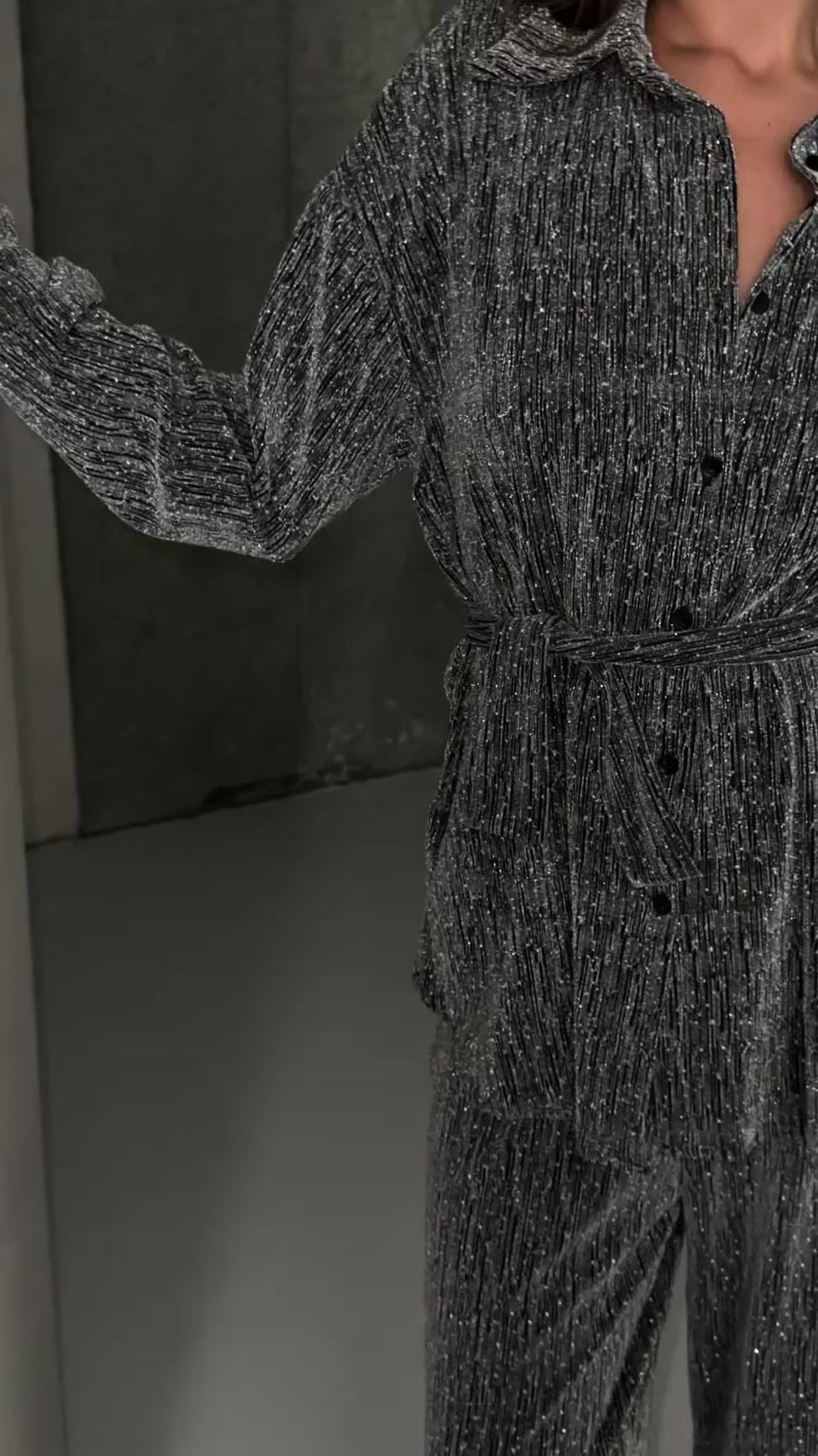 Aec Prive Taşlı Kadın Gömlek Pantolon Takım
