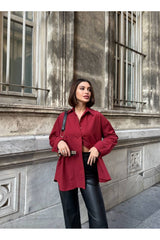 Aec Prive yüksek kaliteli kadın gömlek, kırmızı renk ve şık kesim ile günlük kullanım için ideal